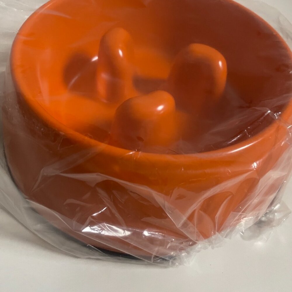 Orange Slow Down Pet Bowl
